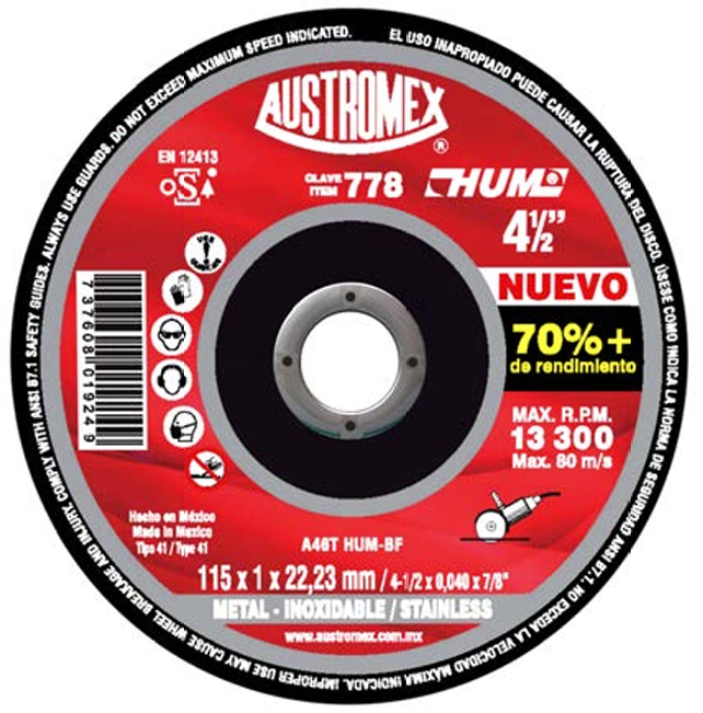 [DICOME778] DISCO DE CORTE METAL 778 DE 41/2"